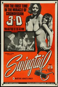 6p1239 SWINGTAIL 3D 1sh 1969 sexploitation for the first time in the miracle of CosmoVision 3-D!