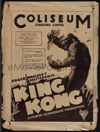 6p0302 KING KONG English 1pg trade ad 1933 art of giant ape holding Wray used on the three-sheet!