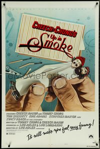 6p1267 UP IN SMOKE style B 1sh 1978 Cheech & Chong, it will make you feel funny, revised tagline!