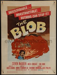 6p0079 BLOB WC 1958 Steve McQueen, cool art of the indescribable & indestructible monster, rare!