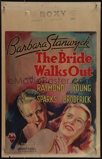 6p0080 BRIDE WALKS OUT WC 1936 wonderful artwork of feminist Barbara Stanwyck & Gene Raymond!