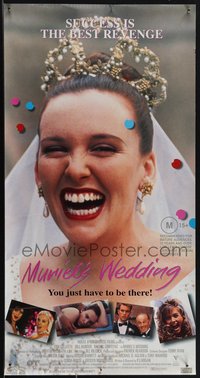 6r0359 MURIEL'S WEDDING Aust daybill 1995 Aussie Toni Collette in wedding dress as the world's happiest bride!