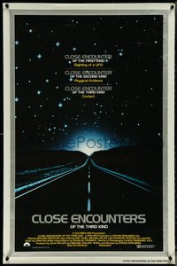 6r0676 CLOSE ENCOUNTERS OF THE THIRD KIND int'l 1sh 1977 ultra rare unfolded white & silver border!