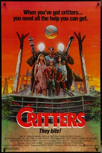 6r0679 CRITTERS 1sh 1986 great completely different art of cast & monsters by Ken Barr!