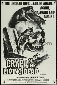 6r0682 CRYPT OF THE LIVING DEAD 1sh 1973 cool Smith horror art, the undead dies again and again!