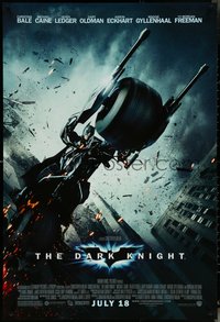 6r0684 DARK KNIGHT advance DS 1sh 2008 cool image of Christian Bale as Batman on Batpod bat bike!