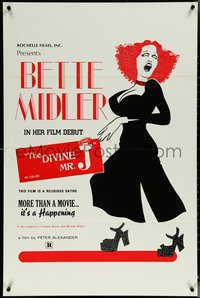 6r0694 DIVINE MR. J 1sh 1974 cool art of Bette Midler in her film debut, John Bassberger!