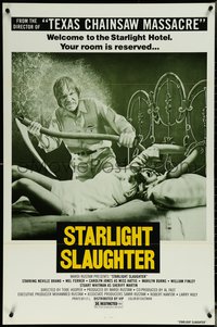 6r0704 EATEN ALIVE 1sh 1977 Tobe Hooper, wild image of sexy bound girl on bed, Starlight Slaughter!