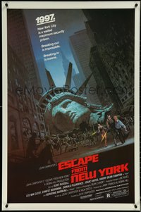 6r0710 ESCAPE FROM NEW YORK studio style 1sh 1981 Carpenter, Jackson art of decapitated Lady Liberty!