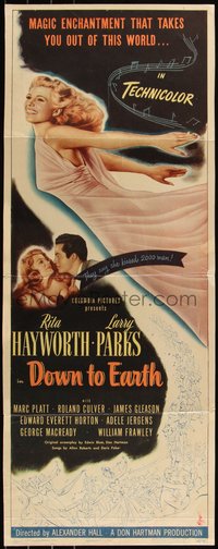6r0250 DOWN TO EARTH insert 1946 full-length sexy Rita Hayworth, who kissed 2,000 men, rare!