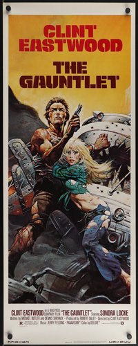 6r0257 GAUNTLET insert 1977 great art of Clint Eastwood & Sondra Locke by Frank Frazetta!