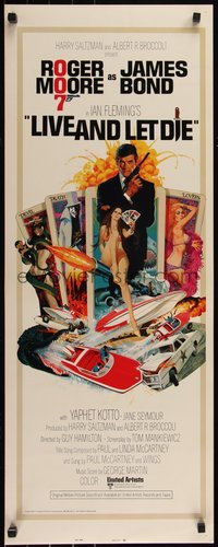 6r0261 LIVE & LET DIE East Hemi insert 1973 art of Roger Moore as James Bond by Robert McGinnis!
