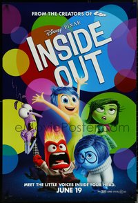 6r0765 INSIDE OUT advance DS 1sh 2015 great cast image of Anger, Fear, Disgust, Sadness & Joy!