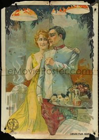 6r0216 CAESAR FILM Italian 1sh 1910s great Giovanni Spellani art of happy couple, ultra rare!