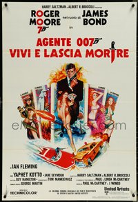 6r0229 LIVE & LET DIE Italian 1sh 1973 JO art of Roger Moore as James Bond & sexy tarot cards!