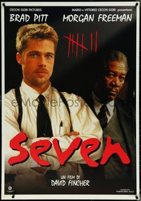 6r0234 SEVEN Italian 1sh 1995 Morgan Freeman, Brad Pitt, serial killer classic, ultra rare!