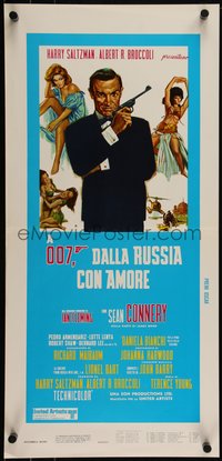 6r0298 FROM RUSSIA WITH LOVE Italian locandina R1980s Sean Connery as James Bond 007 with gun!