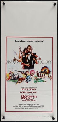 6r0312 OCTOPUSSY Italian locandina 1983 sexy Maud Adams & Roger Moore as James Bond by Daniel Goozee