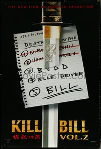 6r0782 KILL BILL: VOL. 2 teaser DS 1sh 2004 Quentin Tarantino, cool image of katana through hit list!
