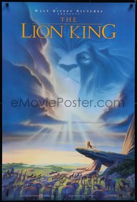 6r0792 LION KING DS 1sh 1994 Disney Africa, John Alvin art of Simba on Pride Rock with Mufasa in sky