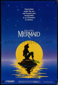 6r0795 LITTLE MERMAID teaser DS 1sh 1989 Disney, great art of Ariel in moonlight by Morrison/Patton!