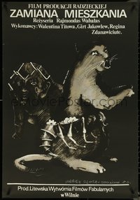 6r0173 MAINAI Polish 26x38 1980 wacky animals, artwork by Marek Ploza-Dolinski, rare!