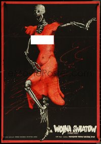 6r0178 WAR OF THE WORLDS NEXT CENTURY Polish 26x38 1981 Hoff & Pagowski art of skeleton in dress!