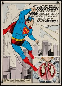 6r0402 SUPERMAN 12x17 special poster 1981 he uses x-ray vision to see smoker's lungs, ultra rare!