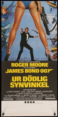 6r0240 FOR YOUR EYES ONLY Swedish stolpe 1981 Moore as James Bond, Brian Bysouth art, ultra rare!