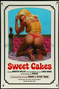 6r0957 SWEET CAKES 1sh 1976 super sexy artwork of nearly naked girl with back turned in bed!