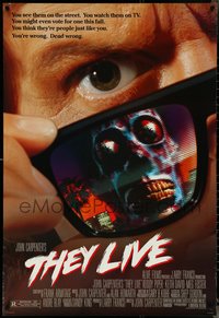 6r0963 THEY LIVE DS 1sh 1988 Rowdy Roddy Piper, John Carpenter, he's all out of bubblegum!