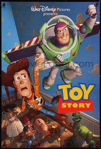 6r0970 TOY STORY DS 1sh 1995 Disney/Pixar cartoon, Buzz Lightyear flying over Woody, Bo Peep, more!