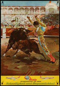 6r0135 IBERIA 27x39 Spanish travel poster 1962 Antonio Casero matador bullfighting art, ultra rare!