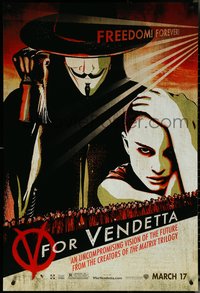 6r0979 V FOR VENDETTA teaser 1sh 2005 Wachowskis, Natalie Portman, Hugo Weaving w/ raised fist!