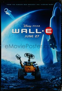 6r0988 WALL-E advance DS 1sh 2008 Walt Disney, Pixar, WALL-E & EVE with spaceship!