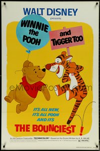 6r0995 WINNIE THE POOH & TIGGER TOO 1sh 1974 Walt Disney, characters created by A.A. Milne!