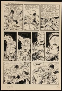 6s0581 FRANK BOLLE 14x20 original art 1952 U.S. Marines #8 comic, graphically killing Koreans