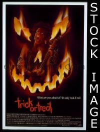 #723 TRICK OR TREAT 1sh '86 great art of Tony Fields in flaming jack-o-lantern face!
