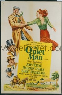 JW 257 QUIET MAN one-sheet movie poster R56 John Wayne loves Maureen O'Hara!