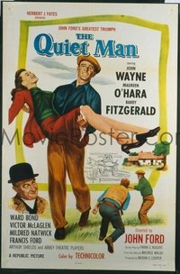 JW 258 QUIET MAN one-sheet movie poster R57 John Wayne, Maureen O'Hara