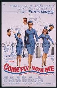 r454 COME FLY WITH ME one-sheet movie poster '63 Dolores Hart, O'Brian