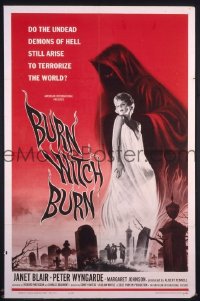 P309 BURN WITCH BURN one-sheet movie poster '62 demons of Hell!