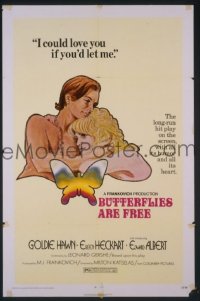 r307 BUTTERFLIES ARE FREE one-sheet movie poster '72 Goldie Hawn, Heckart