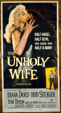 #5196 UNHOLY WIFE three-sheet movie poster '57 bad girl Diana Dors!