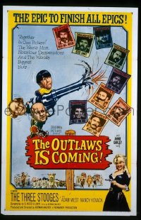 Q314 OUTLAWS IS COMING one-sheet movie poster '65 3 Stooges!
