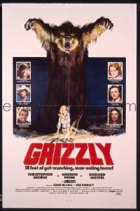 r708 GRIZZLY one-sheet movie poster '76 man-eating bear horror!
