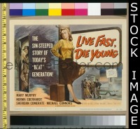 k254 LIVE FAST DIE YOUNG title lobby card '58 Mary Murphy