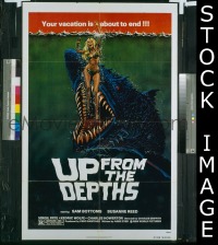 UP FROM THE DEPTHS 1sh '79 wild horror artwork of giant killer fish by William Stout!