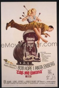 P321 CALL ME BWANA one-sheet movie poster '63 Bob Hope, Ekberg