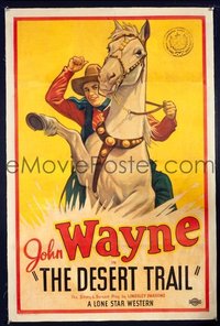 JW 093 DESERT TRAIL linen one-sheet movie poster '35 John Wayne on horseback!